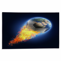 Soccer Ball Transforming Into Earth On Black Background Rugs 64956220