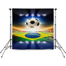 Soccer Ball With Brazil Flag Backdrops 59013413