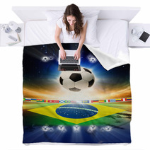Soccer Ball With Brazil Flag Blankets 59013413