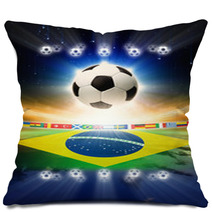 Soccer Ball With Brazil Flag Pillows 59013413