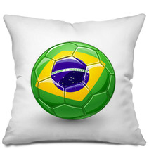 Soccer Ball With Brazil Flag. Vector Pillows 65767667