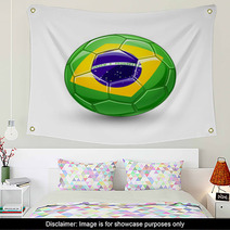 Soccer Ball With Brazil Flag. Vector Wall Art 65767667