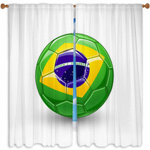 Soccer Ball With Brazil Flag. Vector Window Curtains 65767667