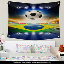 Soccer Ball With Brazil Flag Wall Art 59013413