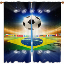 Soccer Ball With Brazil Flag Window Curtains 59013413