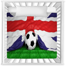 Soccer Ball With British Flag On Football Field Closeup Nursery Decor 66137013