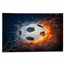 Soccer Ball With Fire And Lightning Effect Rugs 25479762