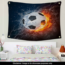 Soccer Ball With Fire And Lightning Effect Wall Art 25479762