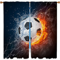 Soccer Ball With Fire And Lightning Effect Window Curtains 25479762