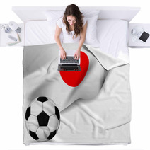 Soccer Ball With Japan Flag Blankets 64502758
