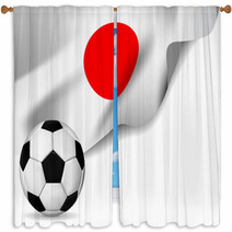 Soccer Ball With Japan Flag Window Curtains 64502758