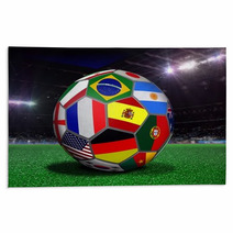 Soccer Ball With Team Flags In A Stadium Rugs 62204572