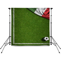 Soccer Field With Ball And Flag Of Italy Backdrops 66056749