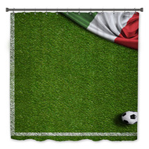 Soccer Field With Ball And Flag Of Italy Bath Decor 66056749