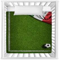 Soccer Field With Ball And Flag Of Italy Nursery Decor 66056749