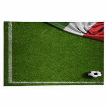 Soccer Field With Ball And Flag Of Italy Rugs 66056749