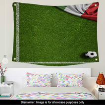 Soccer Field With Ball And Flag Of Italy Wall Art 66056749