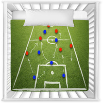 Soccer Game Strategy Plan Concept On Sketch Football Field Soccer Strategy Plan Team On Sunny Green Grass Background Nursery Decor 103055907