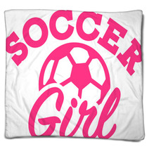 Soccer Girl With Ball Blankets 131235204