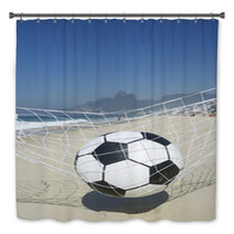 Soccer Goal Ball In Football Net Rio De Janeiro Brazil Beach Bath Decor 65709846