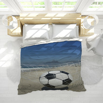 Soccer Goal Ball In Football Net Rio De Janeiro Brazil Beach Bedding 65709846