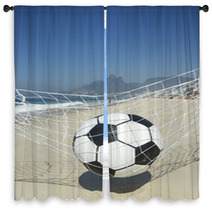 Soccer Goal Ball In Football Net Rio De Janeiro Brazil Beach Window Curtains 65709846