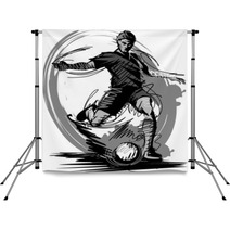 Soccer Player Kicking Ball Vector Illustration Backdrops 39350405