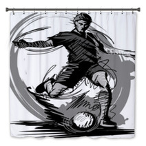 Soccer Player Kicking Ball Vector Illustration Bath Decor 39350405