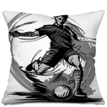 Soccer Player Kicking Ball Vector Illustration Pillows 39350405