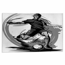 Soccer Player Kicking Ball Vector Illustration Rugs 39350405