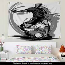 Soccer Player Kicking Ball Vector Illustration Wall Art 39350405