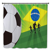 Soccer Player On Green Background Bath Decor 65834452