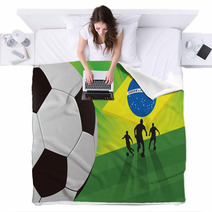 Soccer Player On Green Background Blankets 65834452