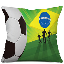 Soccer Player On Green Background Pillows 65834452