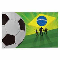 Soccer Player On Green Background Rugs 65834452