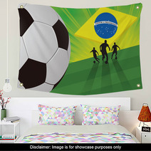 Soccer Player On Green Background Wall Art 65834452