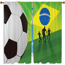 Soccer Player On Green Background Window Curtains 65834452