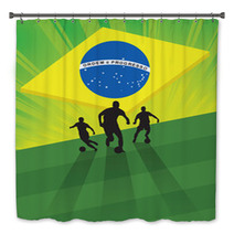 Soccer Player On Green Light Background Bath Decor 65834448