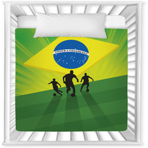 Soccer Player On Green Light Background Nursery Decor 65834448