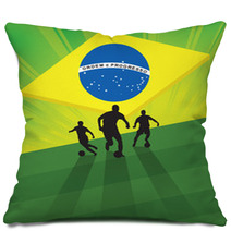 Soccer Player On Green Light Background Pillows 65834448