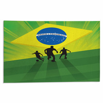 Soccer Player On Green Light Background Rugs 65834448