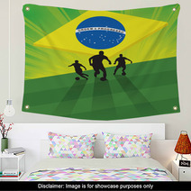 Soccer Player On Green Light Background Wall Art 65834448
