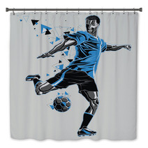 Soccer Player With A Graphic Trail Bath Decor 132754246