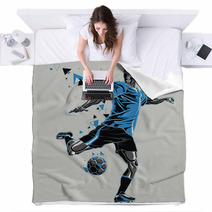 Soccer Player With A Graphic Trail Blankets 132754246