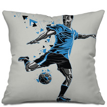Soccer Player With A Graphic Trail Pillows 132754246