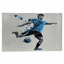 Soccer Player With A Graphic Trail Rugs 132754246