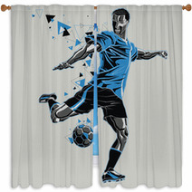 Soccer Player With A Graphic Trail Window Curtains 132754246