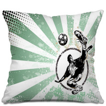 Soccer Retro Poster Background Pillows 48820121