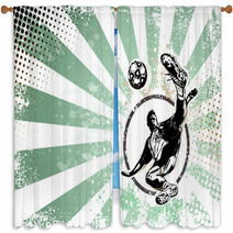 Soccer Retro Poster Background Window Curtains 48820121