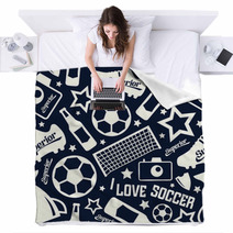Soccer Seamless Pattern Blankets 78299731